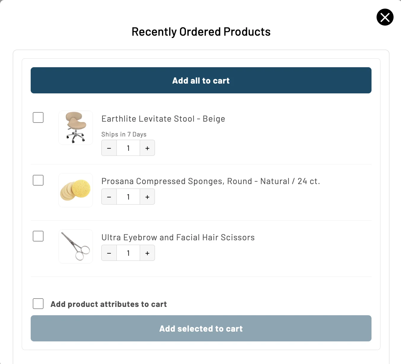Universal Companies Buy Again reorder page on Shopify