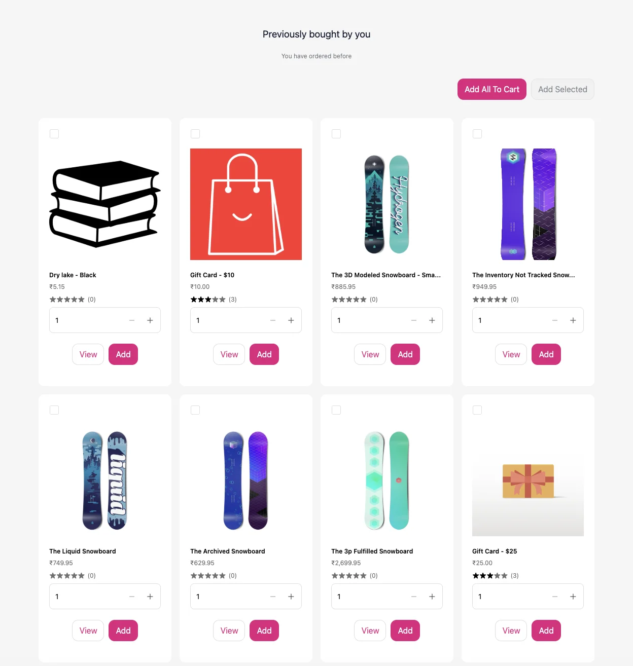 Buy Again page in customer account