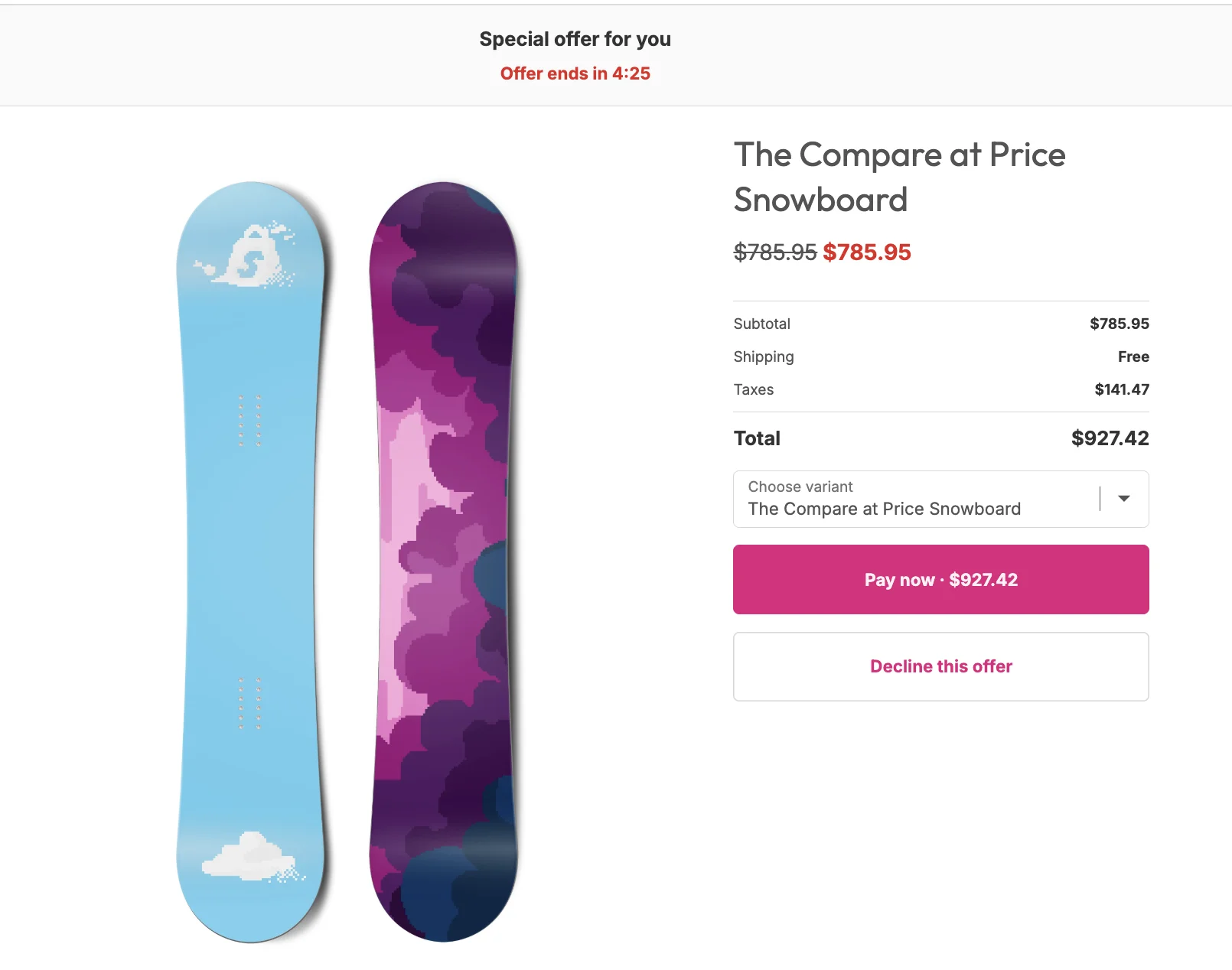 Post-purchase upsell offer