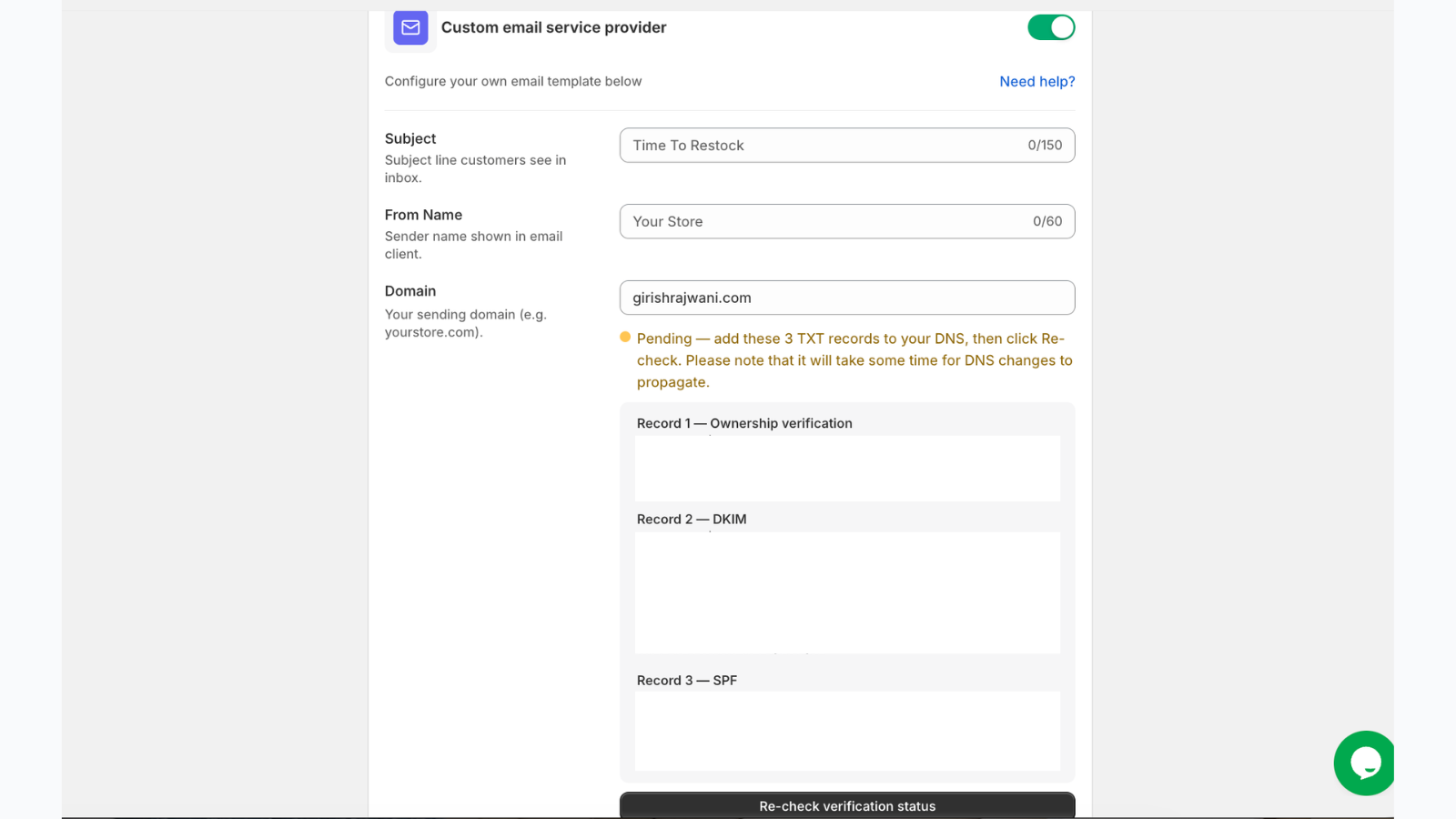 Custom Email Service Provider
