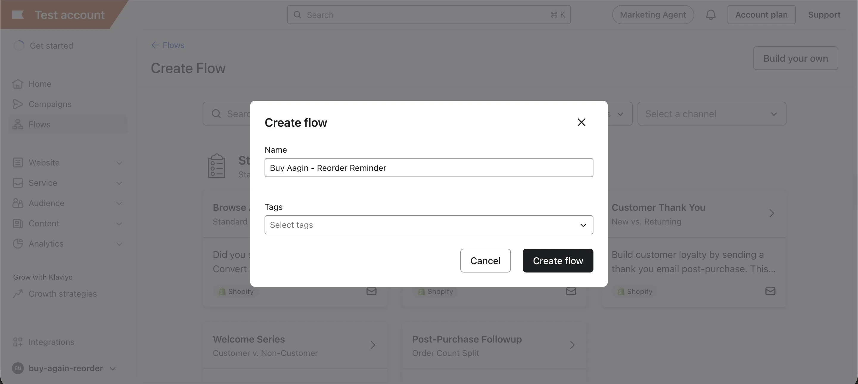 Klaviyo - build your own flow option