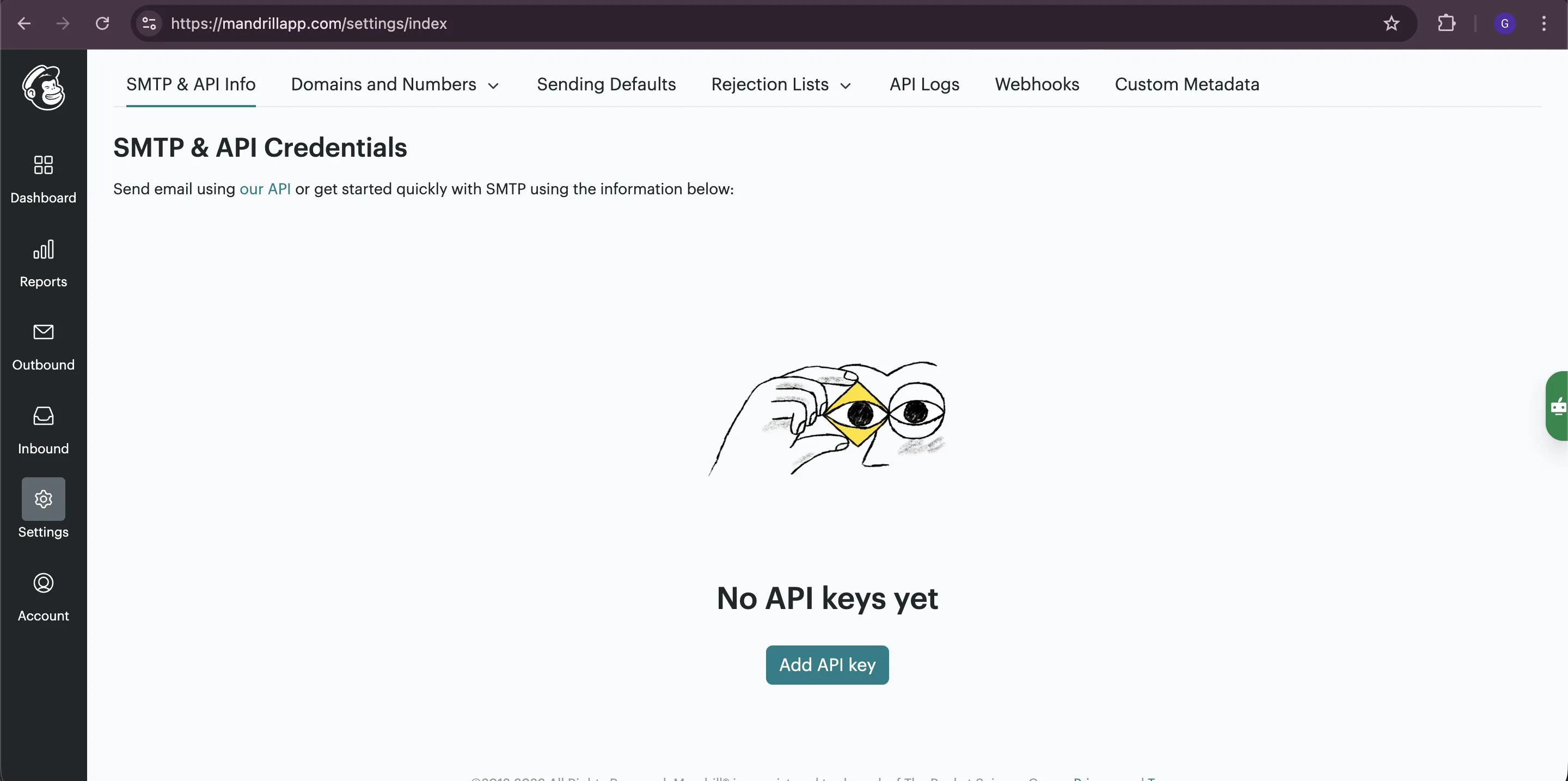 Mandrill - settings menu