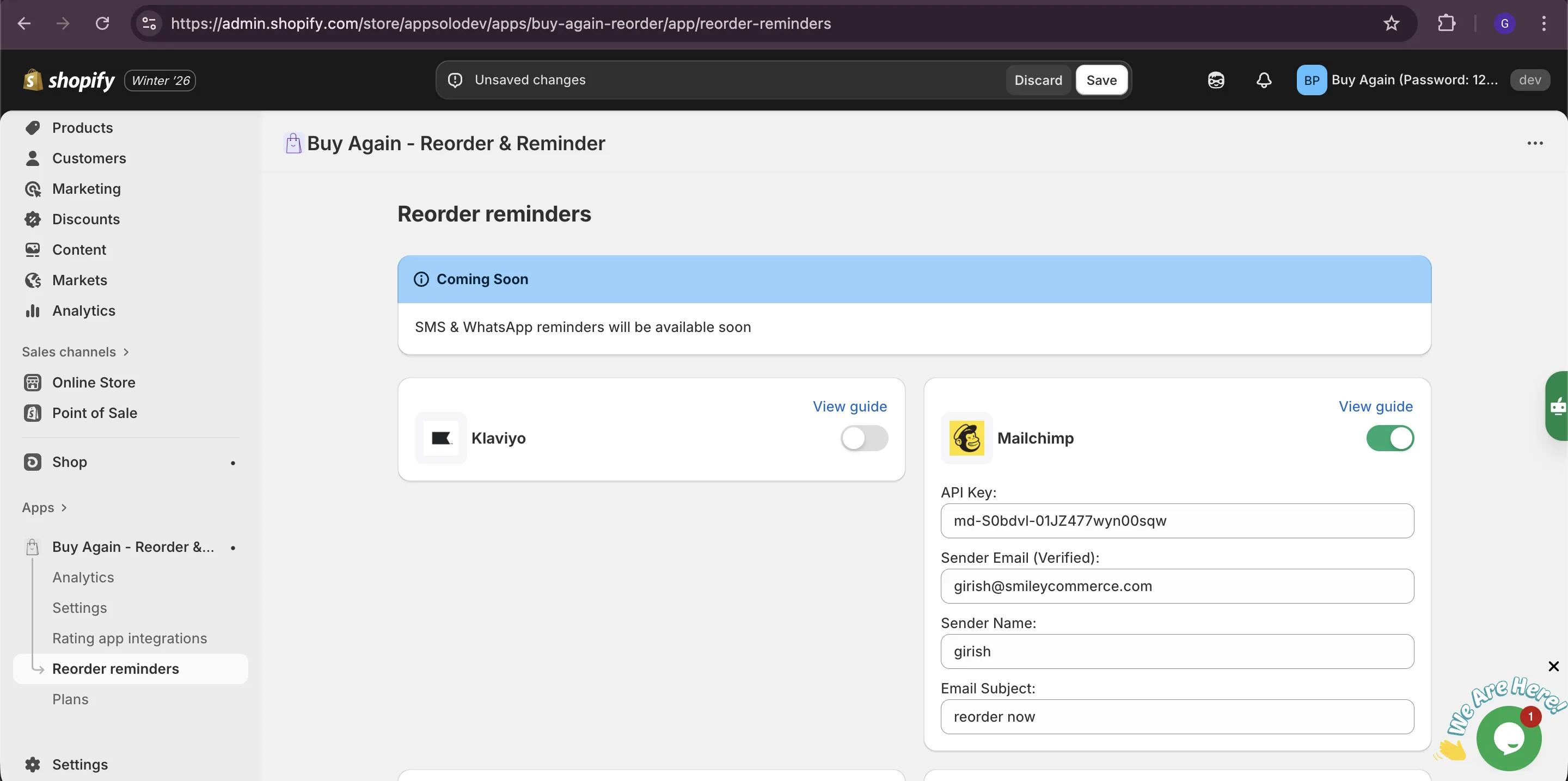 Mandrill - paste API key into app settings