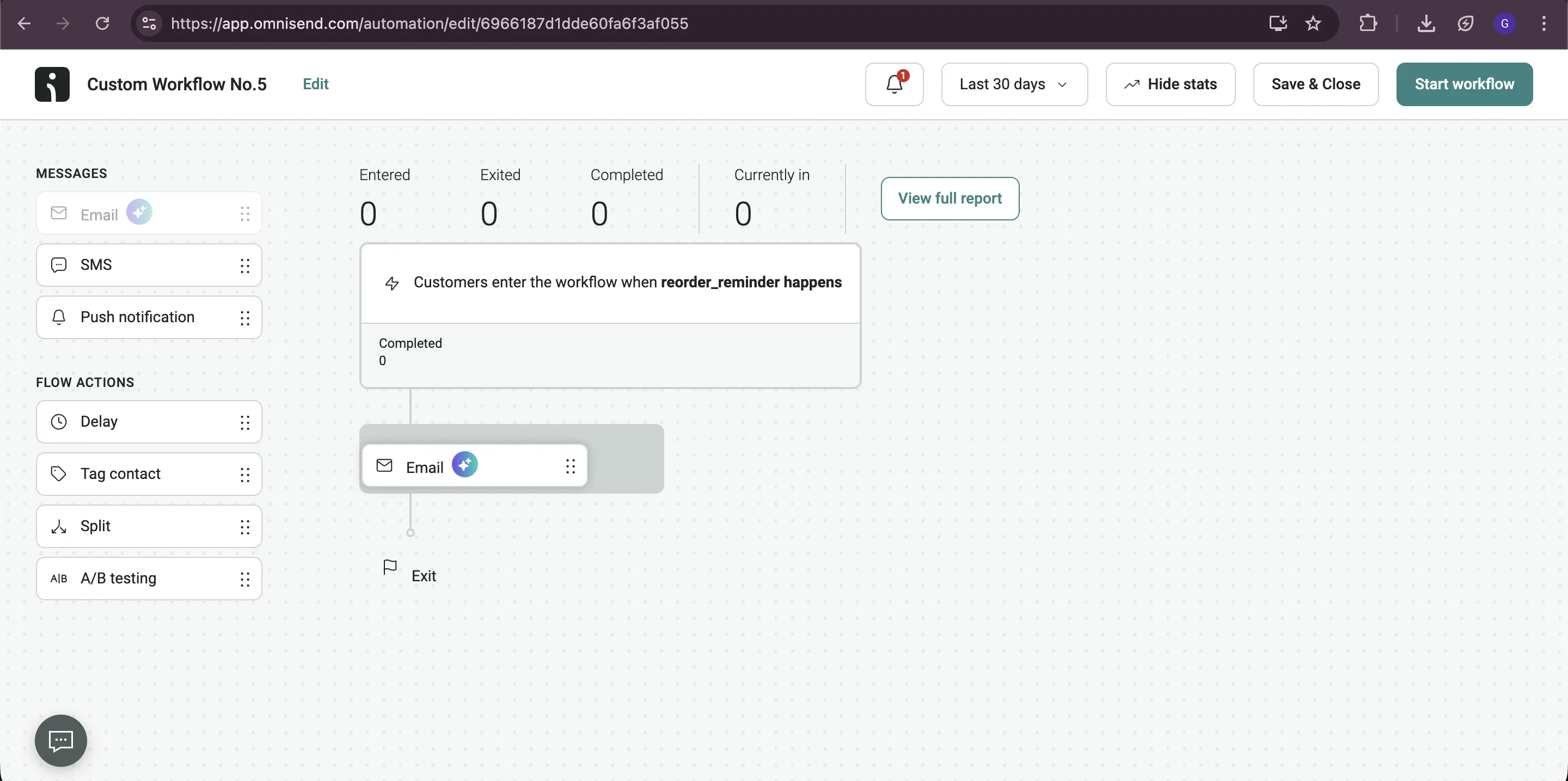 Omnisend - add email action
